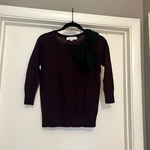 LOFT Burgundy Sweater with Black Accent